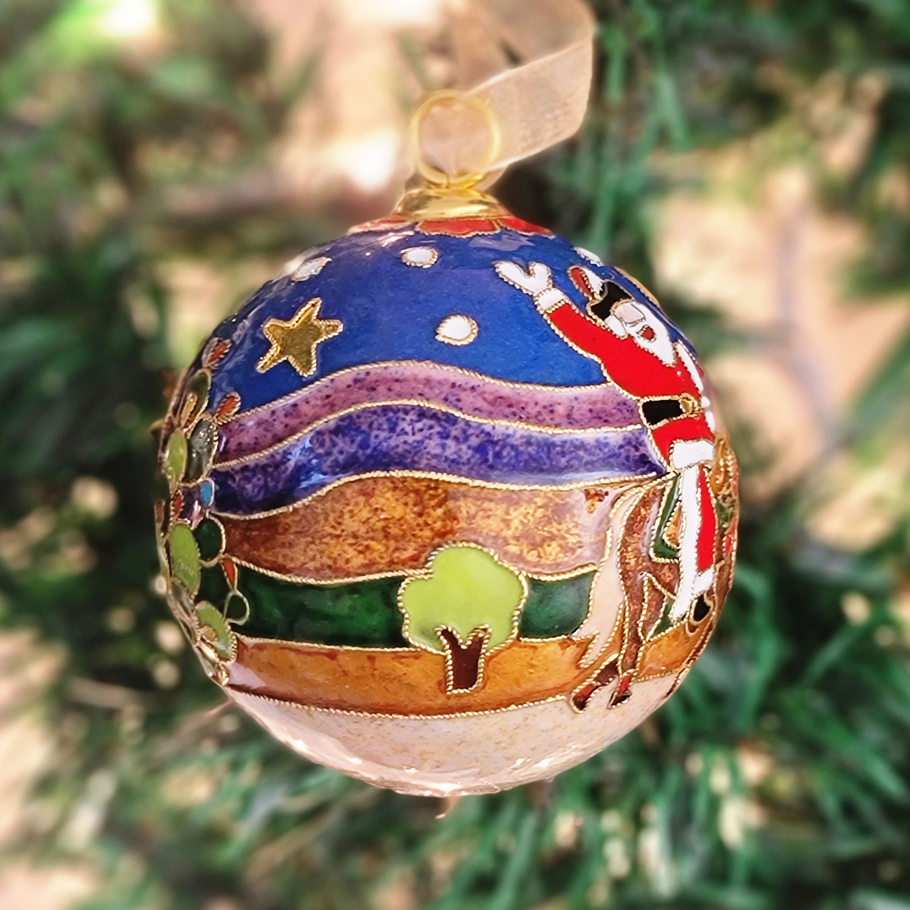 Gold Cowboy Kringle Cloisonné Ornament