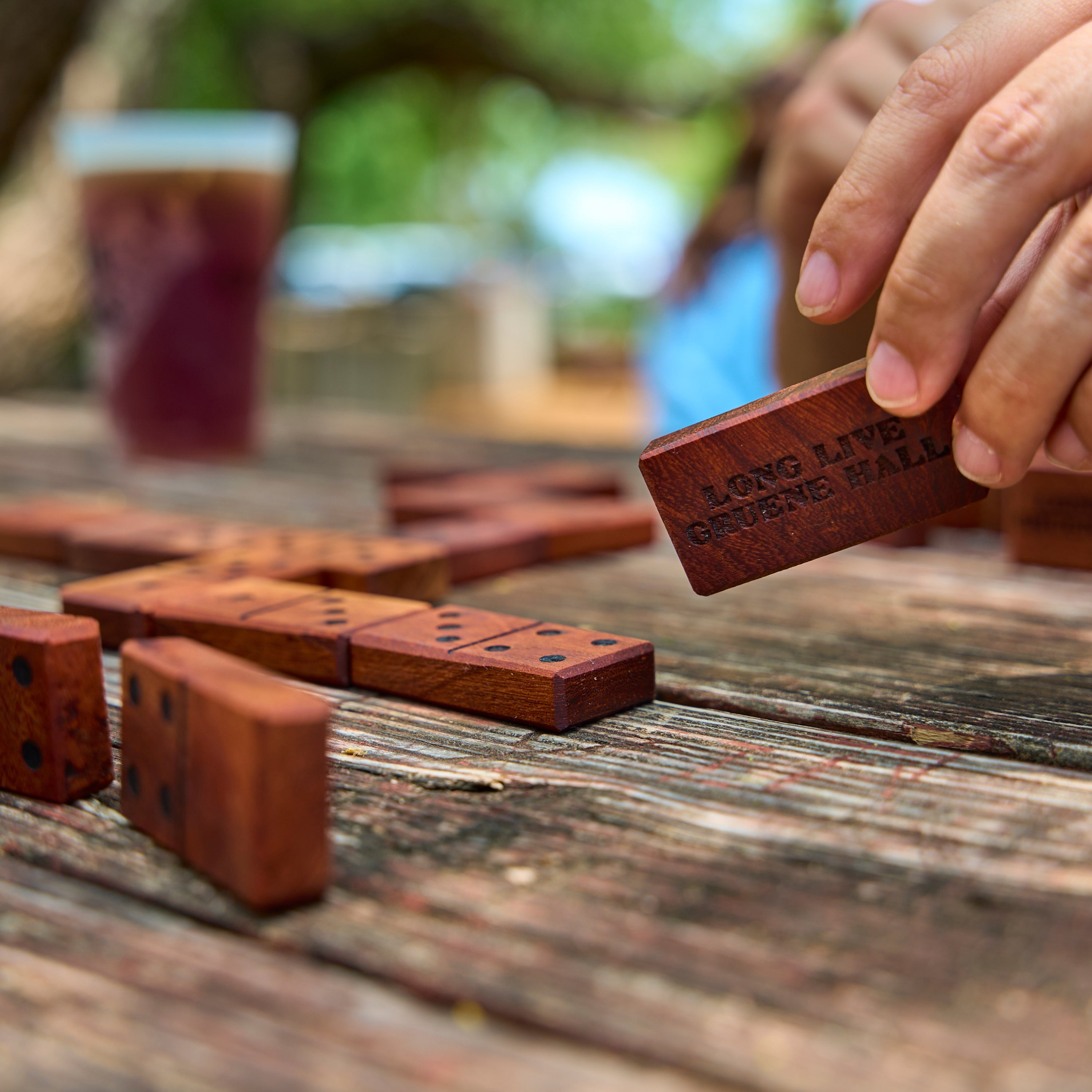 Gruene Hall Mesquite Domino Set