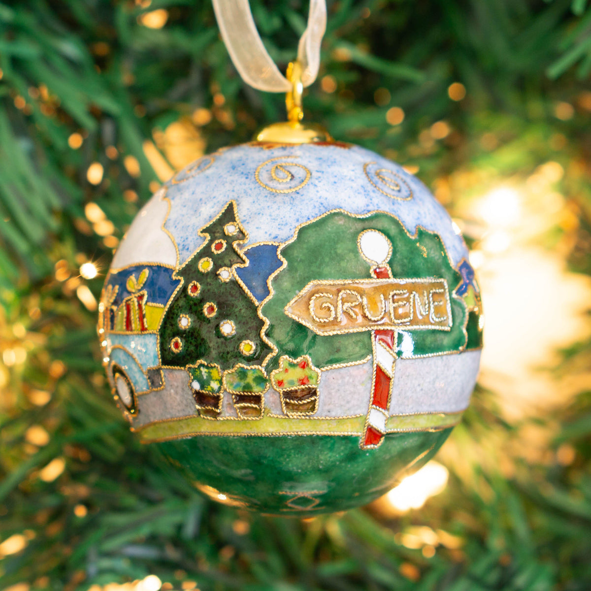 Cowboy Santa Vintage Truck Cloisonné Ornament #19132-O