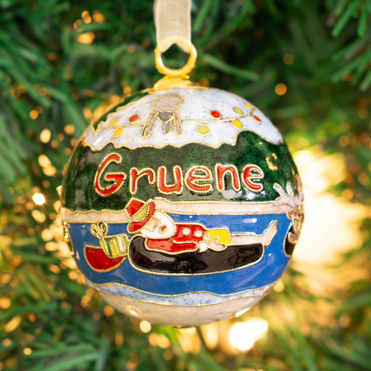 Cowboy Santa Rudolph Float Cloisonné Ornament #19133-O