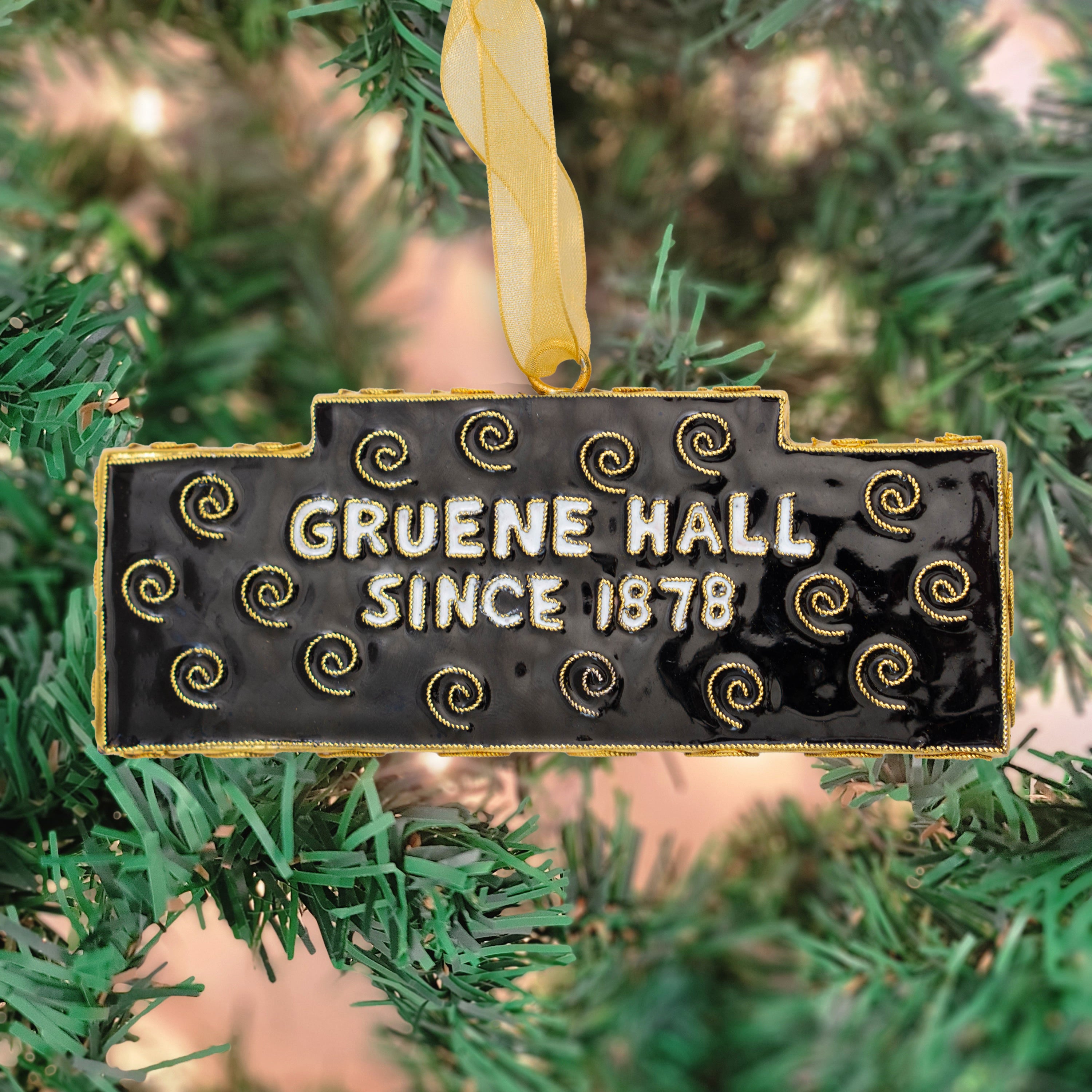 Gold Hall Building Cloisonné Ornament