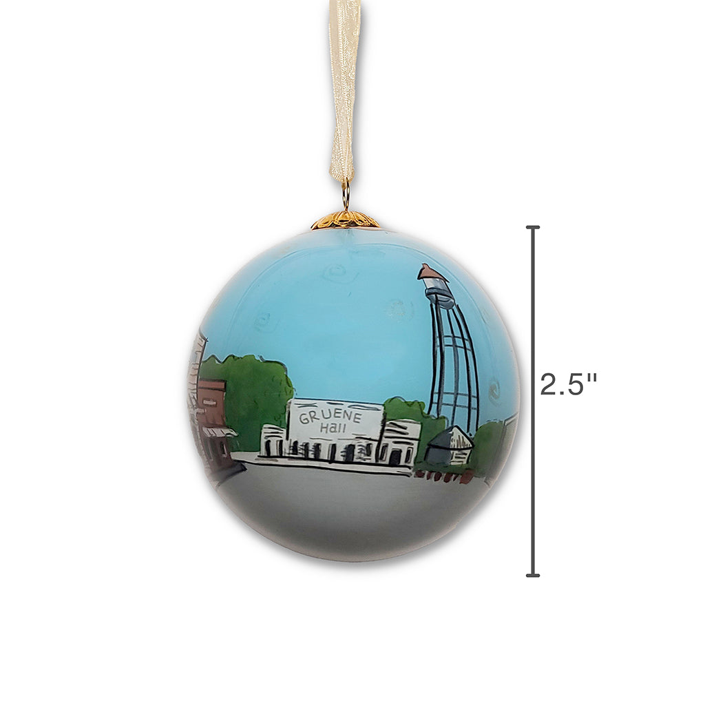 Town Scene Glass Ornament