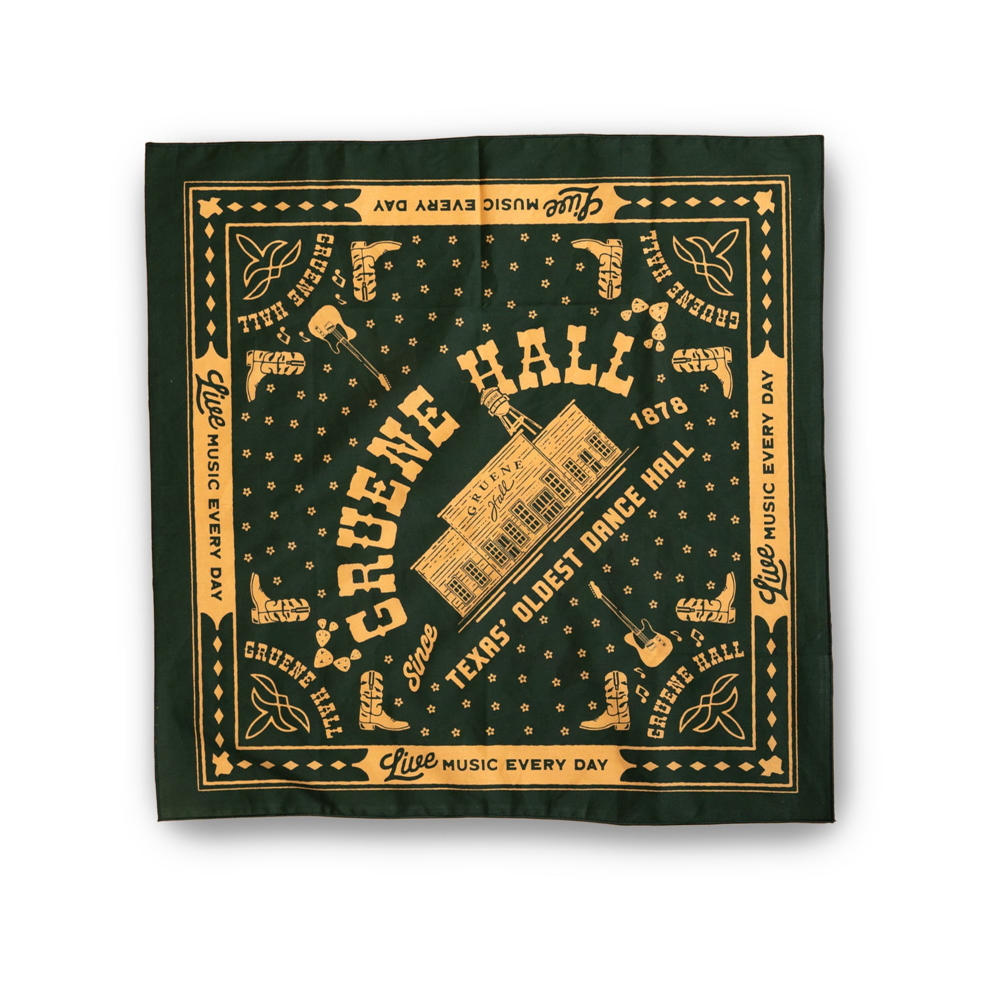 Texas Hill Country Provisions x Gruene Hall Honky Tonk Green Bandana